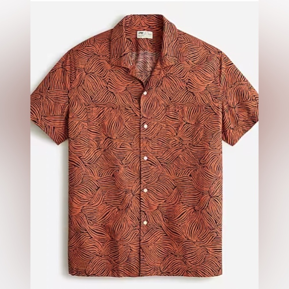 J.Crew Short Sleeve Camp Collar Shirt in Print Sz L